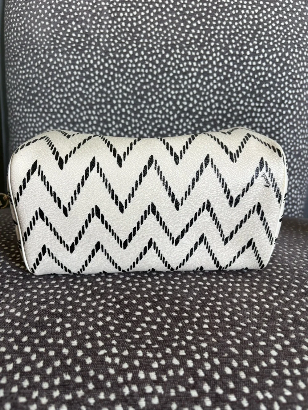 Coach White and Black Chevron Dome Satchel